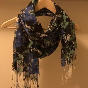 Blue Floral Scarf Wrap